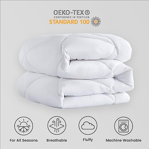 SLEEP ZONE King Size Comforter Duvet Insert, Down Alternative Reversible Comforter, Lightweight, Soft and Breathable Bedding All Season, Diamond Quilting White SLEEP ZONE