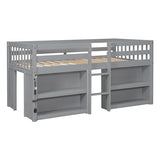 Harper & Bright Designs Low Loft Bed with Storage Shelves and LED Light for Kids, Twin Size, Gray Harper & Bright Designs