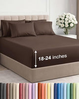 Extra Deep Queen Sheet Set - 6 Piece Breathable and Cooling Sheets - Hotel Luxury Bedding for Women, Men, Kids & Teens - Easy & Secure Fit - Soft, Wrinkle Free and Comfy - Extra Deep Pockets - Brown CGK Unlimited