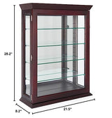 Displays2go 21" Countertop/Wall Mount Display Case, Adjustable Shelves, Locking - Mahogany (DCC2128MH2) Displays2go