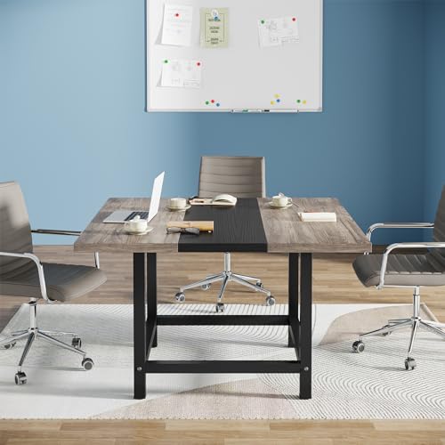 Tribesigns Square 4 People Conference Room Table, Gray 39.4L X 39.4W X 29.52H Inches Small Meeting Room Table for Home Office, (Chair not Included) Tribesigns