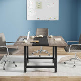 Tribesigns Square 4 People Conference Room Table, Gray 39.4L X 39.4W X 29.52H Inches Small Meeting Room Table for Home Office, (Chair not Included) Tribesigns