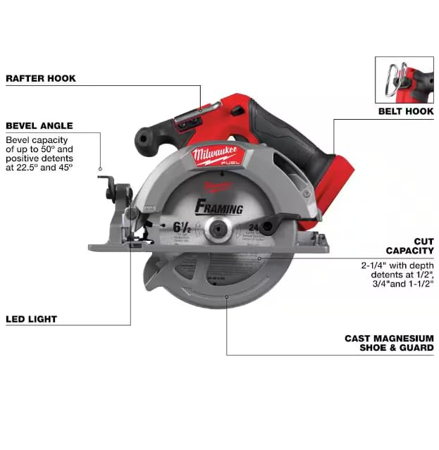 MILWAUKEE - M18 FUEL 18V Lithium-Ion Brushless Cordless 6-1/2 in. Circular Saw - 2833-20 - WoodArtSupply