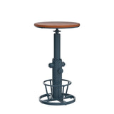 Topower Industrial Bar Table 38.58-48.43" Adjustable Pub Table Kitchen Dining Coffee Bistro Table Antique Blue Topower