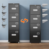 Aobabo 4 Drawer File Cabinet with Lock and Wheels, Metal Vertical Filing Cabinet with Anti-Tilt Interlock System for Home Office, Fits Letter/Legal Size, Black,Required Assembly Aobabo