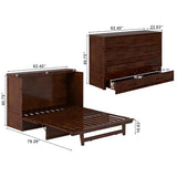 AFI, Tucson Queen Wood Murphy Bed Chest with 6" Mattress, Storage Drawer & Built-in USB Charger, Walnut AFI