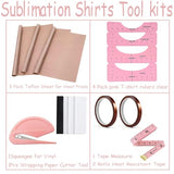 Sublimation Shirts Tool Kits (Pink) - 4 T Shirt rulers, 3Pack Teflon Sheet for Heat Press 12 x 16in - 2 Rolls Heat Resistant Tape,1 Tape Measure,1Squeegee for Vinyl YOUlDIANZI