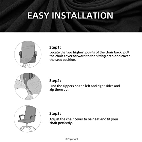 DIVA EN CAMINO DEC Water Resistant Office Chair Cover with Zipper, Stretch Slipcover for High Back Chair, Black DIVA EN CAMINO DEC