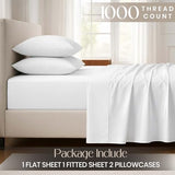 SGI bedding 100% Egyptian Cotton Sheets Full XL Size - 1000 Thread Count Luxury Hotel Sheets, 18" Deep Pocket, Soft & Breathable 4-Piece White Sheet Set SGI bedding