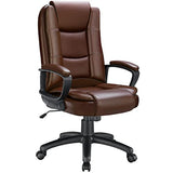 LEMBERI Office Desk Chair, High Back Executive Computer Chair, Ergonomic Big and Tall Adjustable PU Leather Chairs with Padded Armrest for Long Time Sitting (Brown) LEMBERI