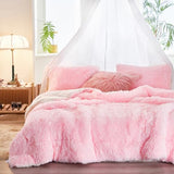 Flysheep Luxury Faux Fur Shaggy Comforter Set Twin Size, Plush & Sherpa Reversible Comforter Pink, 3 Pieces Fluffy Fuzzy Bedding Set Ultra Soft and Warm for Kids (1 Comforter + 2 Pillowcases) Flysheep