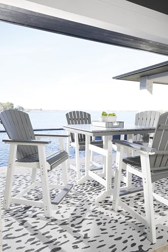 Signature Design by Ashley Outdoor Transville HDPE Patio Barstool, 2 Count, Gray Signature Design by Ashley