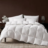 Richtry Goose Feather Down Fiber Comforter Queen Size, Fluffy Cotton Quilted White Duvet Insert, Ultra-Soft, Breathable, Luxury Bedding Comforter All Season Medium Warmth with Corner Tabs, 90x 90Inch Richtry