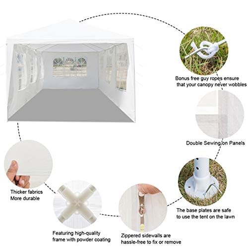 10' x 30' Party Tent,Wedding Tent with 5 Removable Sidewalls, Patio Canopy Tent, Outdoor Patio Gazebo with Spiral Tubes for Party,Wedding,BBQ, Waterproof (White, 10' x 30'-5 Removable Sidewalls) CIPACHO