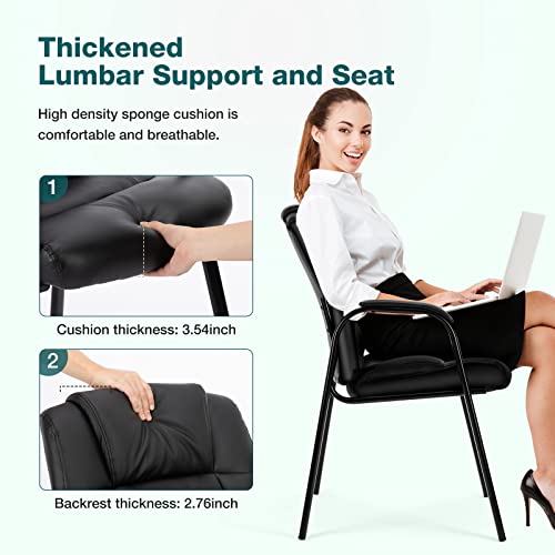 OLIXIS Waiting Room Chairs, Leather Office Desk Reception Guest Stationary Side Chair with Padded Arms for Home Conference Lobby Area Meeting Church Medical Clinic Elderly Student OLIXIS