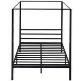 YITAHOME Canopy Bed Frame Queen Size Metal Four Posters 14 Inch Platform with Built-in Headboard Strong Metal Slat Mattress Support, No Box Spring Needed, Black