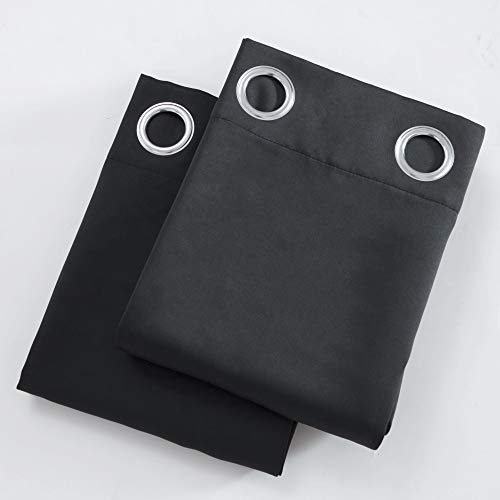 LEMOMO Blackout Curtains 52 x 84 inches Long Black Curtains Set of 2 Panels Thermal Insulated Room Darkening Curtains for Bedroom LEMOMO