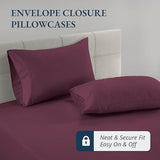LANE LINEN Queen Size Fitted Sheet, 3-Piece Set (1 Fitted Sheet, 2 Pillowcases), 100% Organic Cotton, Percale Weave, Soft & Breathable, Fits Mattress Upto 15" Deep - Windsor Wine (No Flat Sheet) LANE LINEN