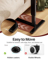 Hovadova Foldable Overbed Table with Wheels, Pneumatic Adjustable Overbed Bedside Table, Mobile Standing Desk, Hospital Bed Tables Over The Bed, Rolling Laptop Desk with Casters for Home Office Hovadova