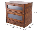 IZLIF Bread Box for Kitchen Countertop Removable 2 Shelf Natural Bamboo Bread Storage Container Bread Keeper with Clear Windows and Utensil Flatware Holder,Brown IZLIF