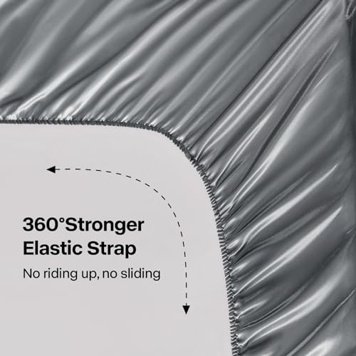BEDELITE Satin Sheets Full Size Bed Set, Luxury Soft Dark Grey Silky Sheets for Hair and Skin, Similar to Silk Bed Sheets Set 4 Pieces with 1 Deep Pocket Fitted Sheet, 1 Flat Sheet, and 2 Pillowcases BEDELITE