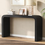 BSYEIO 52" Curved Console Table for Entryway Modern Long and Narrow Foyer Table Behind Couch for Corridor Living Room Wood (Black) BSYEIO