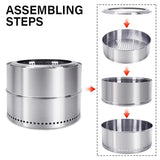 HGD 20 inch Smokeless Firepit Outdoor, Stainless Steel Fire Pit, Smokeless Fire Pit for Outside with Carry Bag for Camping Backyard Patio Garden Picnic HGD