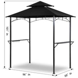 Generic Outdoor Double Tiered Grill Gazebo BBQ Patio Canopy Tent，Party Tent with Pendant Light and Floor Fixing (Black) Generic