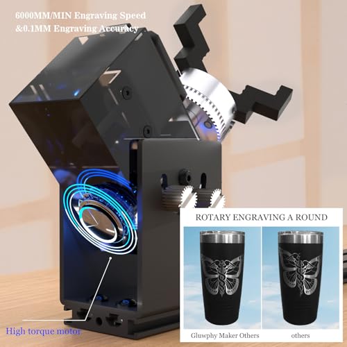 Gluwphy Laser Rotary Roller for Gluwphy Laser Machine，Laser Engraver Y-axis Rotary Module Engraving Module for Engraving Cylindrical Objects Cans 360°, Wine Glass, Tumbler, Ring Gluwphy