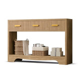 Fluted Console Table with Drawers, 47" Narrow Entryway Table with 3 Drawers and Open Storage Shelf, Long Sofa Tables Modern Behind Couch Tables for Living Room, Foyer and Hallway Luoxiao