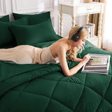 CozyLux Queen Comforter Set Emerald Green - Bed in a Bag Queen Size 7 Pieces, Luxury Soft Bed Set for All Seasons, Bedding Set with Down Alternative Comforter, Sheets, Pillowcases & Shams CozyLux