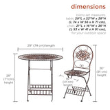 Alpine Corporation Indoor/Outdoor 3-Piece Oval Bistro Set Folding Table and Chairs Patio Seating, Bronze Alpine Corporation