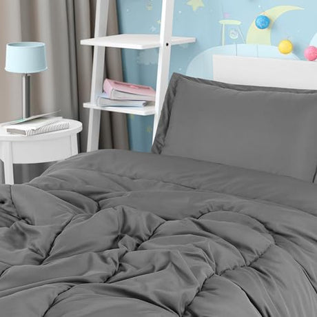 Utopia Bedding Grey Kids Comforter Set with 2 Pillow Shams, 3 Piece Soft Microfiber Twin Bed Comforter with Pillow Shams, Printed Kids Bedding for Boys and Girls, Lightweight, Breathable,Easy Care Utopia Bedding