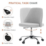 DUMOS Office Chair, Comfy Desk Chair Rolling Vanity Swivel Task Chairs with Wheels, Wide Seating Armless Height Adjustable Computer Chairs for Home,Bedroom,Student,Adults, Classic Grey DUMOS