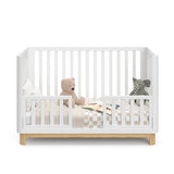 Storkcraft Santos 3-in-1 Convertible Crib (White with Natural) – GREENGUARD Gold Certified, Fits Standard Crib Mattress, Converts to Toddler Bed, Storkcraft