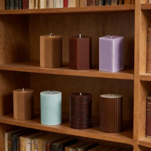 YRIHJIXQ 6Pcs Silicone Candle Molds Set Cylinder & Hexagon & Square Pillar Candle Molds with Different Textures for DIY Soy Wax Candles Resin Soap Plaster Home Decor 2.83in