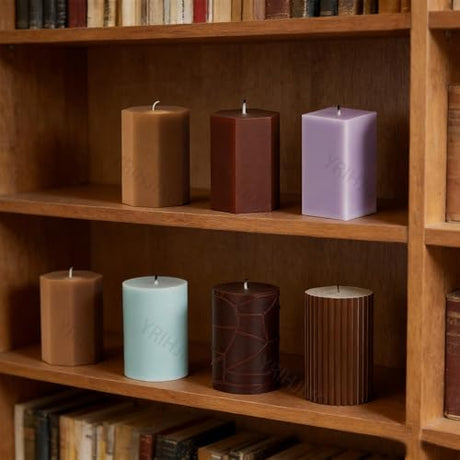 YRIHJIXQ 6Pcs Silicone Candle Molds Set Cylinder & Hexagon & Square Pillar Candle Molds with Different Textures for DIY Soy Wax Candles Resin Soap Plaster Home Decor 2.83in YRIHJIXQ