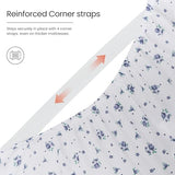 Twin Fitted Sheet,Microfiber Patterned Fitted Sheet Deep Pocket 18 Inches, Ultra Soft & Wrinkle Resistant Twin Deep Pocket,Blue Floral Hylnosia