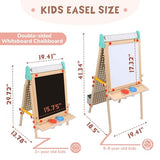 WINGYZ Kids Easel Wooden Marble Run for Kids 3-7, 4-in-1 Toddler Art Easel for Kids 2-4 Painting Station Stand Drawing, Double-Sided 6 Heights Black Chalkboard Magnetic Whiteboard Paper Roll Holder wingyz