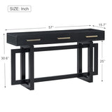 Contemporary Modern Entryway Console Table 57-Inch Extra Long Entry Sofa Table with Storage Drawers for Living Room Hallway, Black Amposei