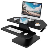 Lubvlook 32 inch Corner Standing Desk Converter, Height Adjustable Sit Stand Desk Riser with Keyboard Tray, Black, GSD76 Lubvlook