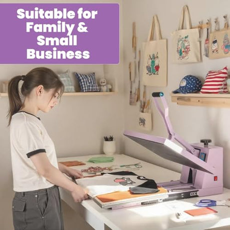 16x24 Heat Press Machine for T Shirts, 1.8-2kw, 72.77lbs High Pressure, Slide Out Sublimation Heat Transfer Press Suitable for Family or Small Business. (Purple, 16x24 Manual) Eonvest