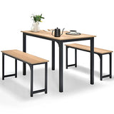 Giantex Dining Table Set for 4, Industrial Kitchen Table Set w/ 2 Benches, Space-Saving Dinette Set for Breakfast Nook, Dining Room, Kitchen, Easy Assembly (Natural) Giantex