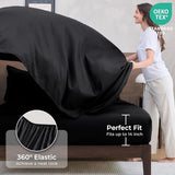 HEVUMYI Black King Comforter Set - 7-Piece All Season Bed in a Bag King, Ultra Soft Bedding Set with Comforter, Flat Sheet, Fitted Sheet, Pillowcases, Pillow Shams, Black HEVUMYI