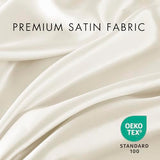 Madison Park Essentials Satin Sheet Set Luxury and Silky with Natural Sheen, Elastic 14" Pocket fits up to 16" Mattress, All Around Elastic - Year-Round Bedding, Full, Ivory, 6 Piece Madison Park