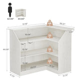Tribesigns Reception Desk with Storage Shelves, L-Shaped Modern Front Desk, Reception Counter Table for Small Office, Salon, Checkout, White Tribesigns