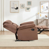 CANMOV Manual Recliner Chair for Adults, Upholstered Fabric Sofa Chair with Overstuffed Arms and Back, Manual Single Sofa for Living Room & Bedroom, Brown