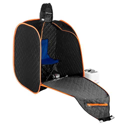 VEVOR Portable Personal Steam Sauna Spa Tent with 2L 1000 Watt Steam Generator, Includes Foldable Chair, Home Therapeutic Sauna Blanket for Detox Relaxation, Time & Temperature Remote Control, Black VEVOR