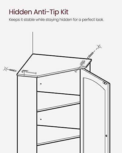 VASAGLE Corner Cabinet, Tall Corner Storage Cabinet with 2 Doors and 4 Adjustable Shelves, for Bathroom Kitchen Living Room, Modern Farmhouse Design, White UBBC541P31 VASAGLE