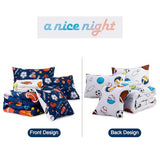 A Nice Night 6Pcs Bed in A Bag Twin Sports Microfiber Modern Comforter Set,Navy Rugby Ball Printed Bedding Collections,for Boys Kids Teen A Nice Night